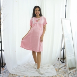 Pauline Dress Baju Ibu Hamil Menyusui Bordir Bunga Renda Putih Modis Cantik   DRO 978 11  large